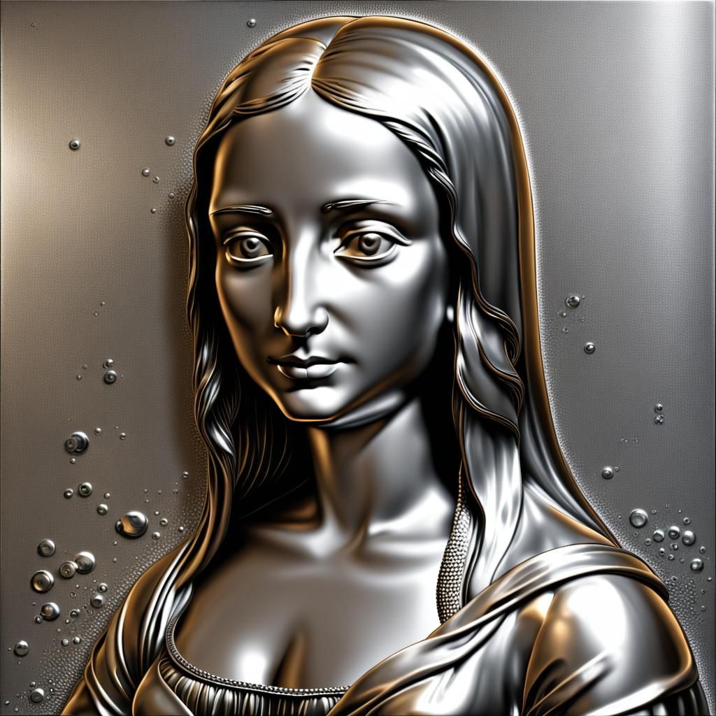 Mona Lisa in Liquid Metal Style