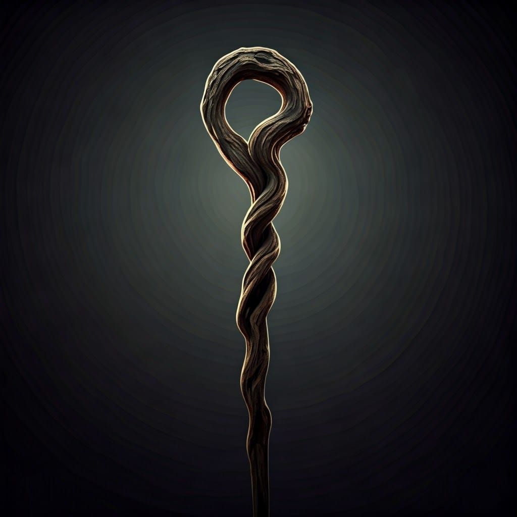 Ancient Gnarled Staff in Triadic Color Scheme