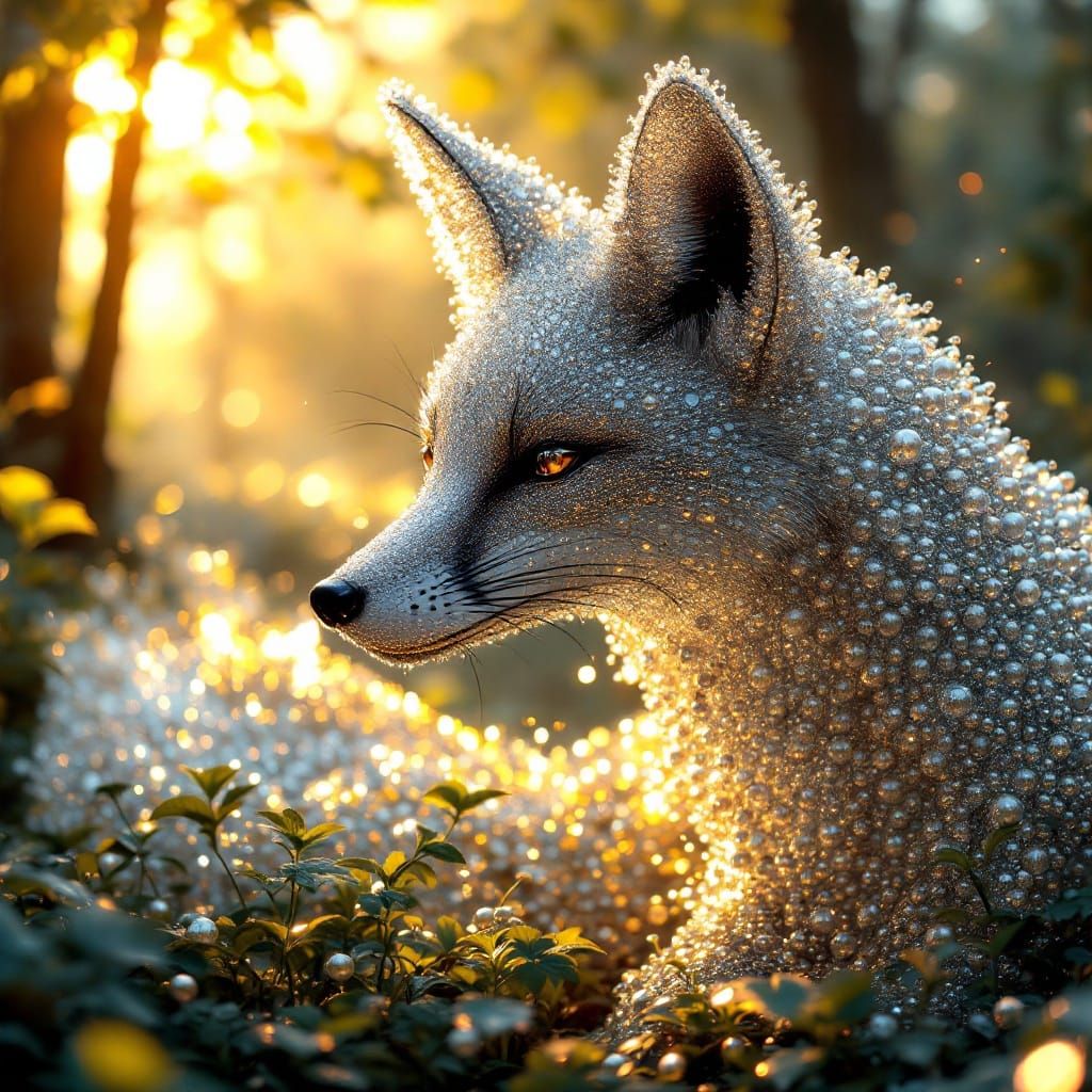 Majestic Translucent Fox in Emerald Forest