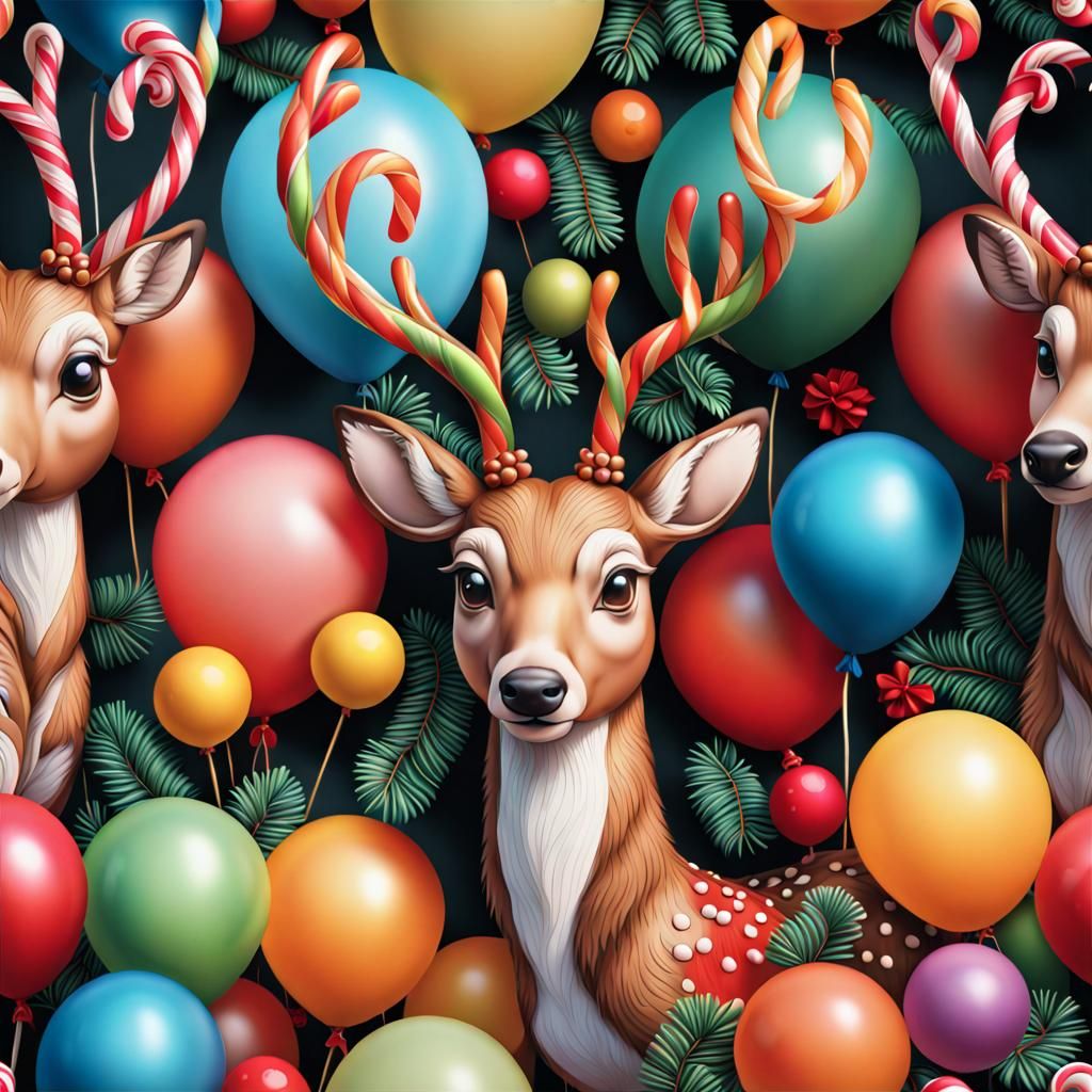 Hyperrealistic Cartoon Christmas Decorations in 3D