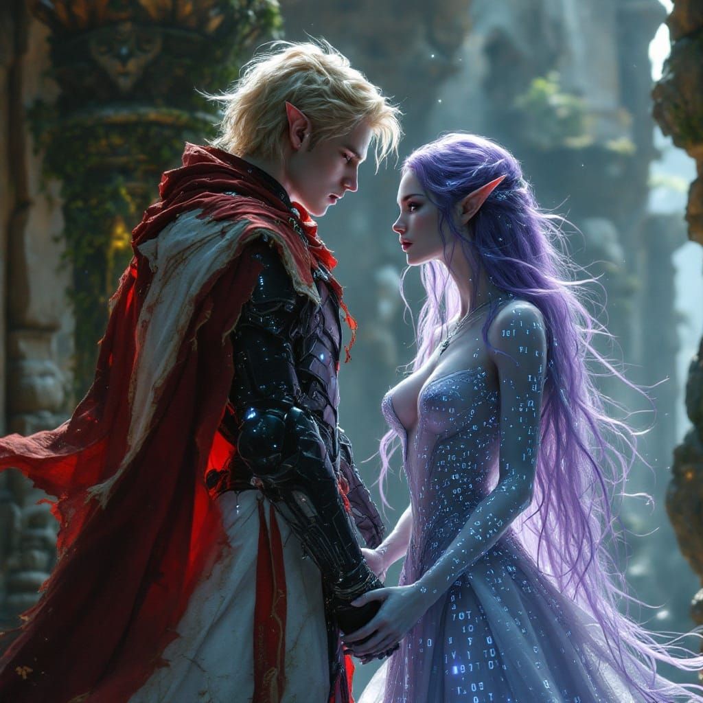 Ethereal Beauty in a Glimmering, Cyberpunk Dreamscape