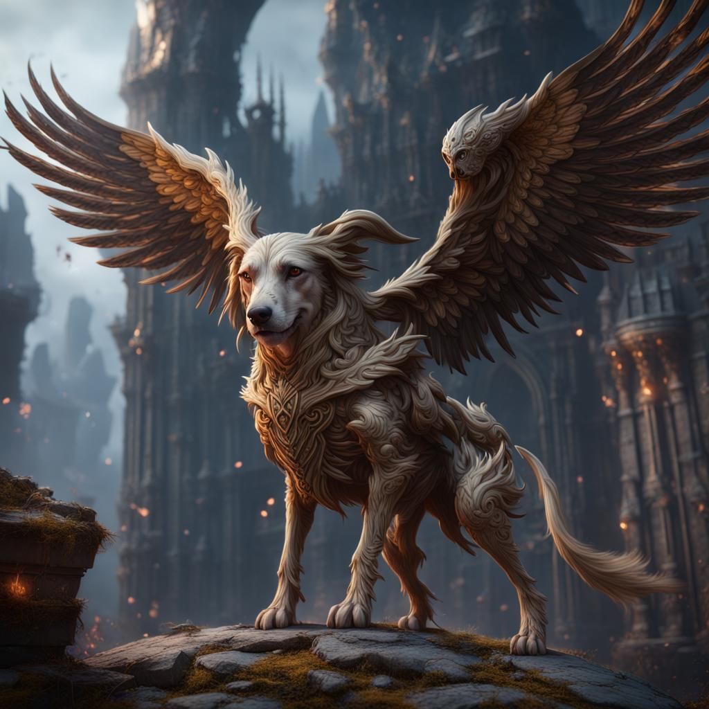 Detailed Matte Painting of a Seraphim Hound