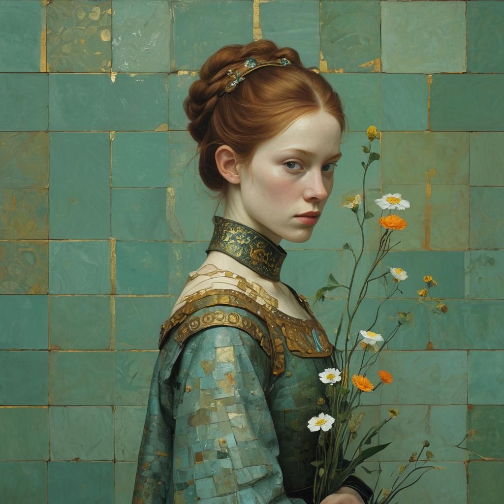 Warrior Princess Portrait in Pre-Raphaelite Style