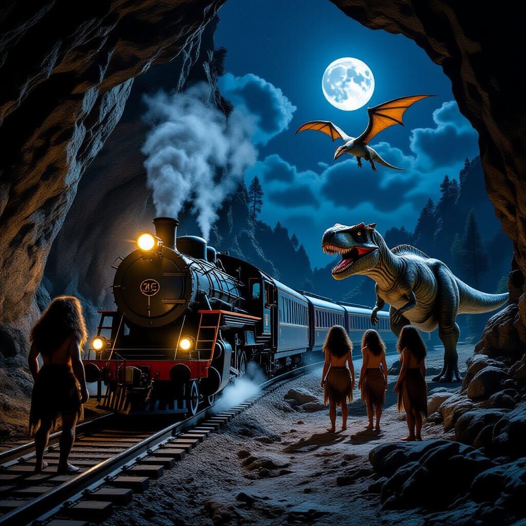 Prehistoric Meets Modern: Train Emerges from Cave