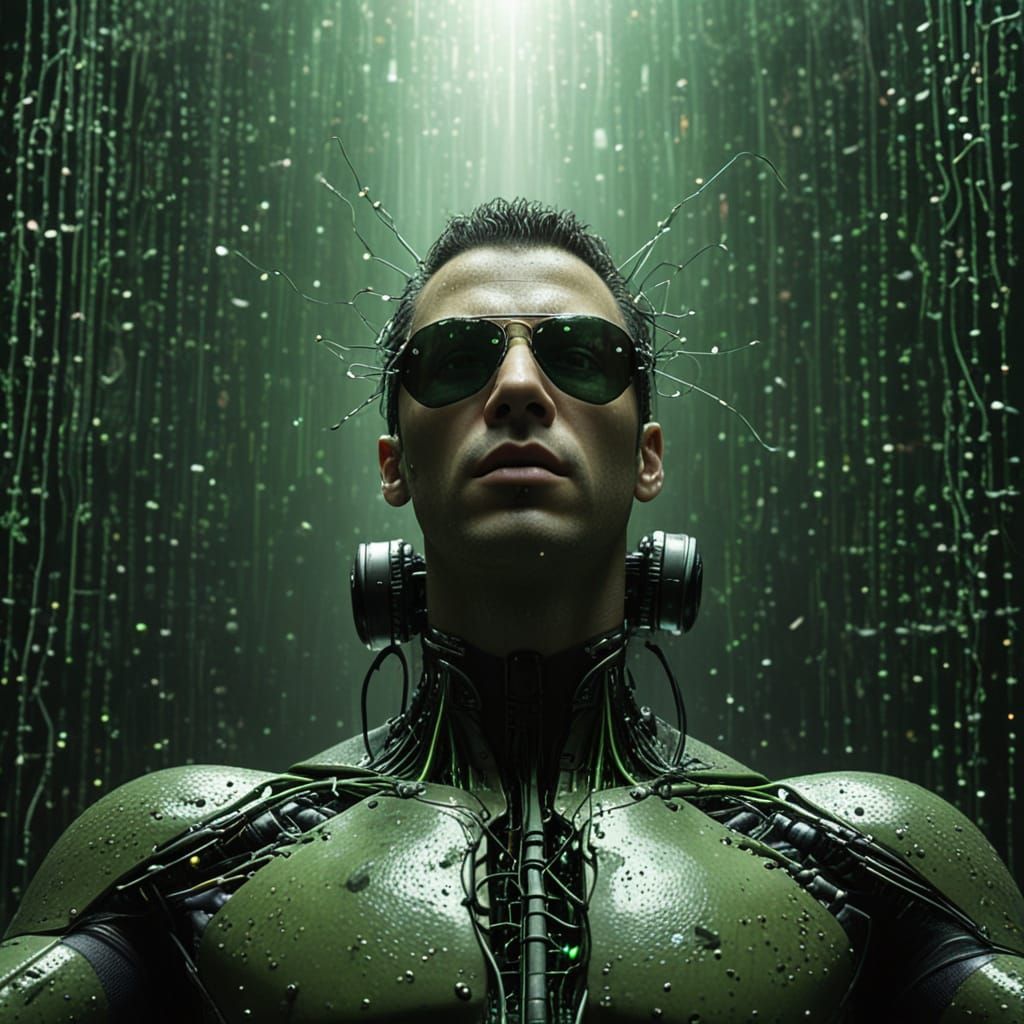 Cyberpunk Hacker Plugged into the Matrix