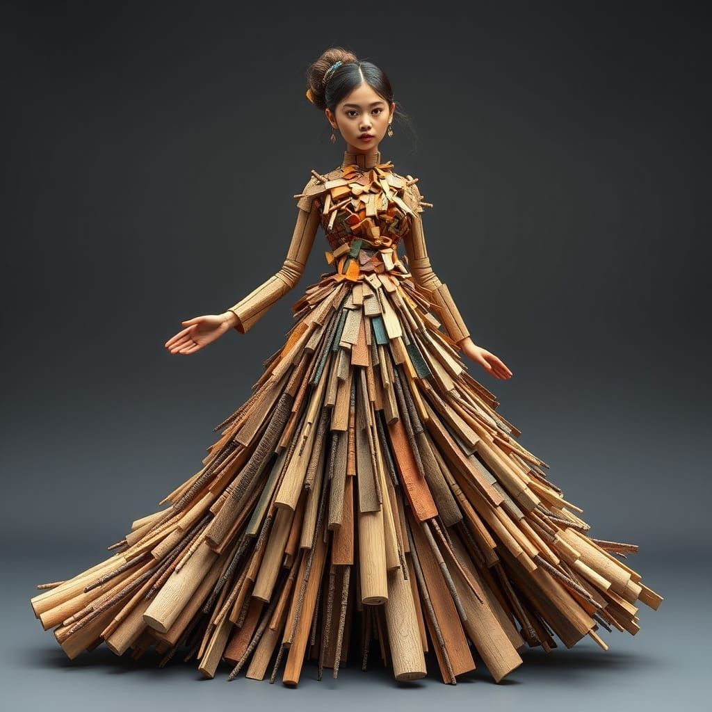 Wooden Gown: A Digital Sculpture in Organic Style