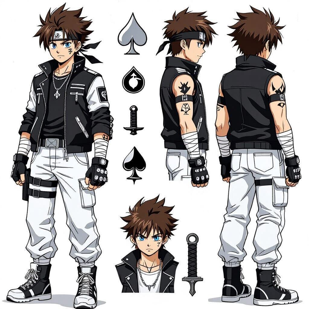 Anime Character With Spade Tattoo in Toriyama Style
