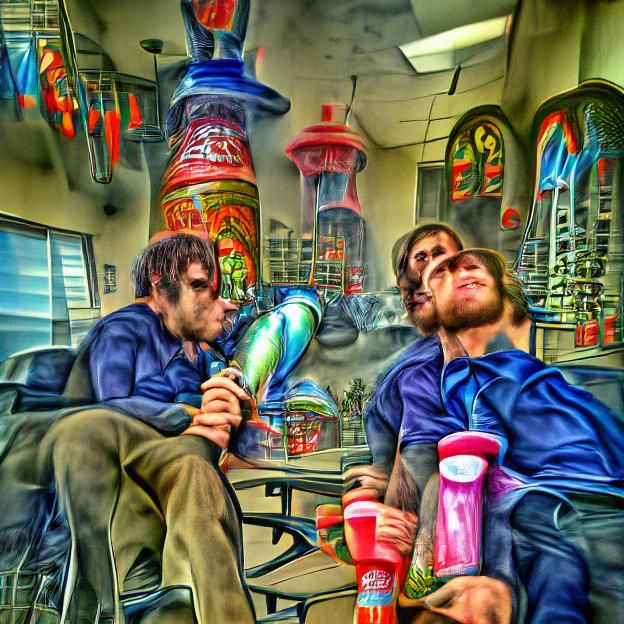 Red-Eyed Men: A Psychedelic Film Noir Scene