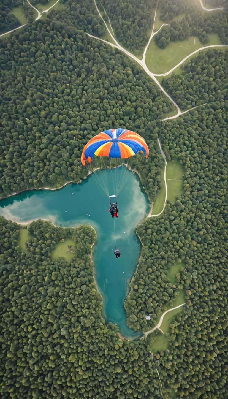 Parachuting into a Tropical Paradise: Aerial View