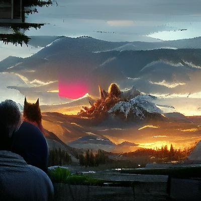 Sinister Sunrise Over Mountains, Greg Rutkowski Style