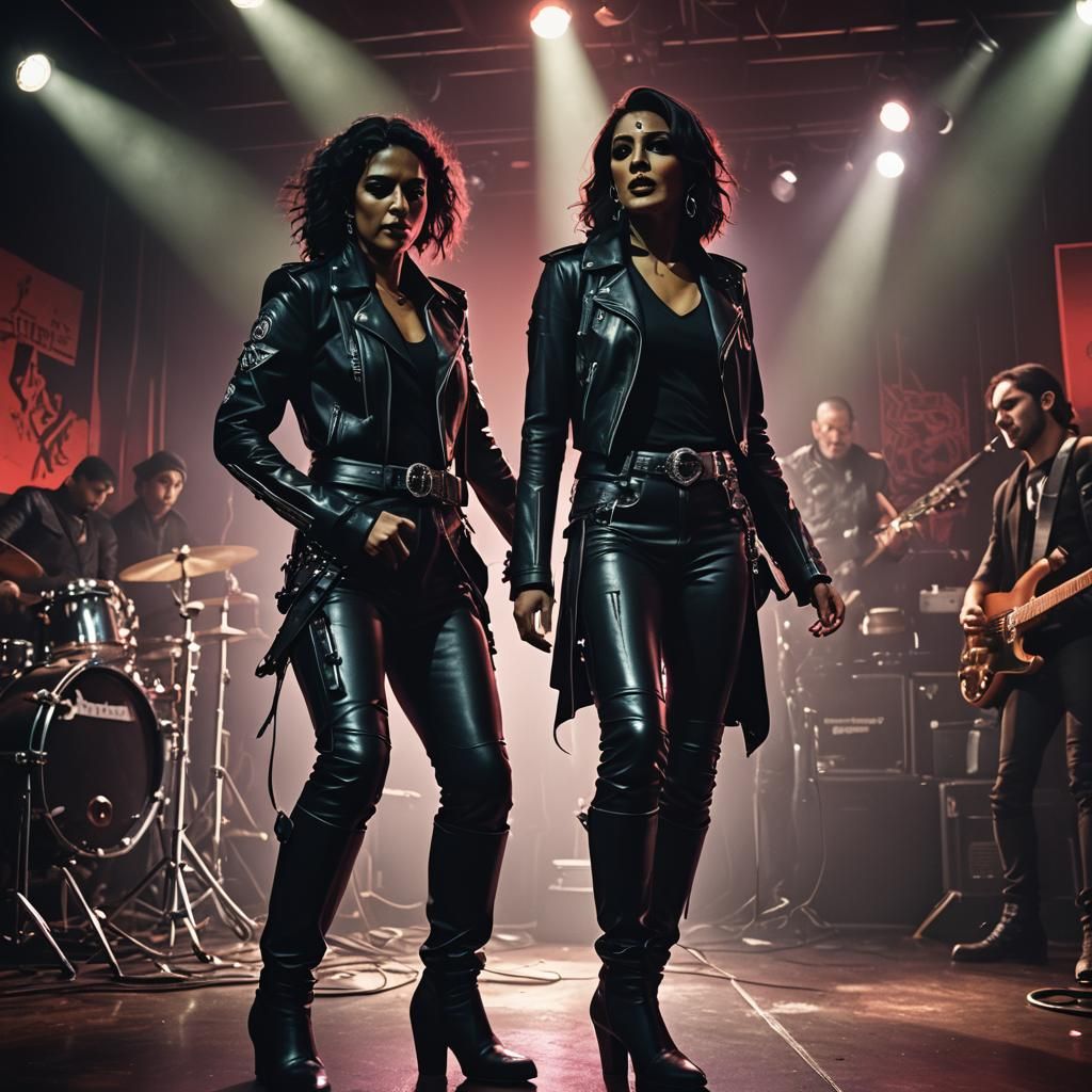 Punk Rocker Performs on Stage with Neon Lights