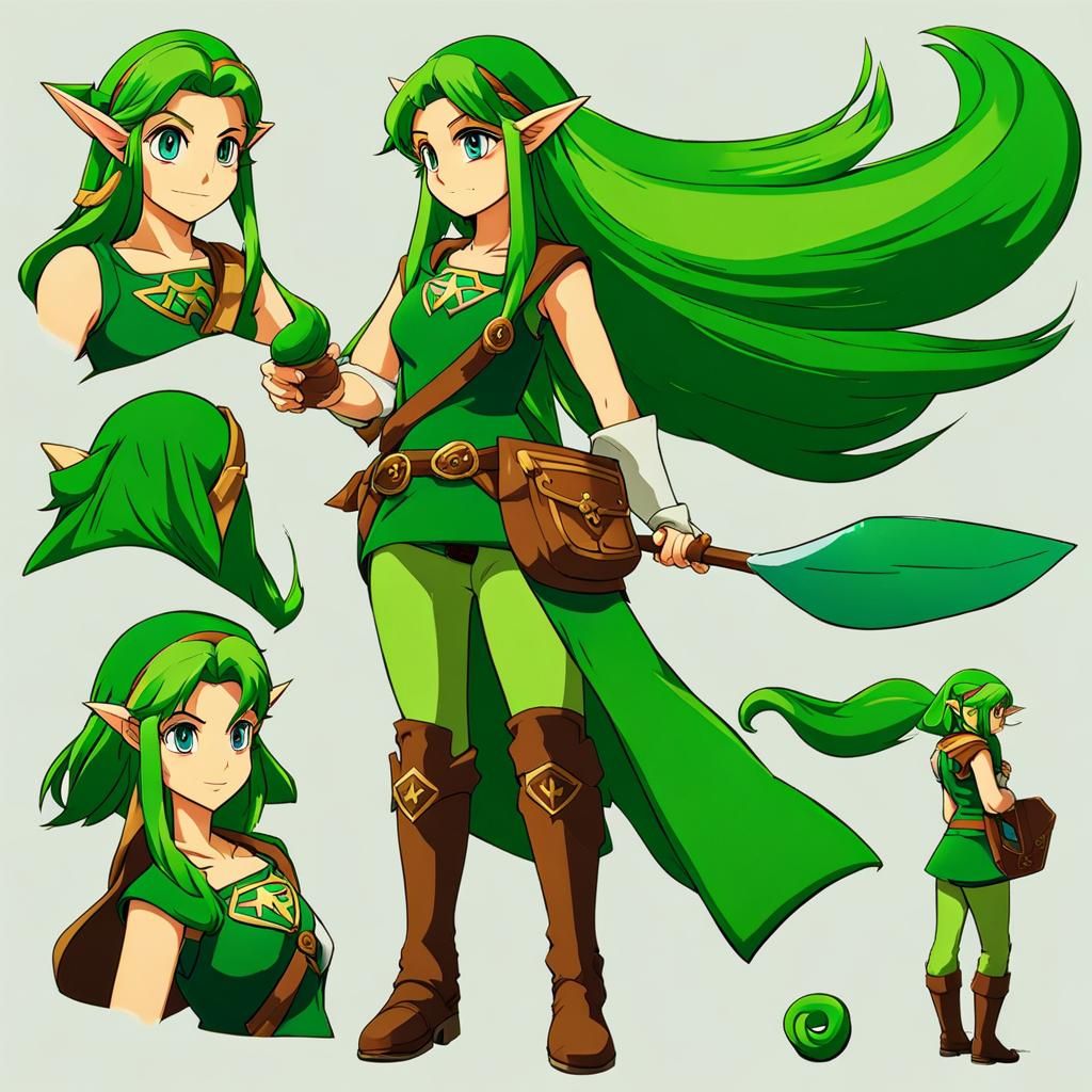 Mature Saria from Zelda as an Adventurer