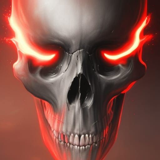 Skull with Red Eyes: Dark Fantasy Concept Art