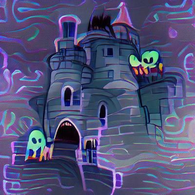 Spooky Haunted Castle Against Full Moon