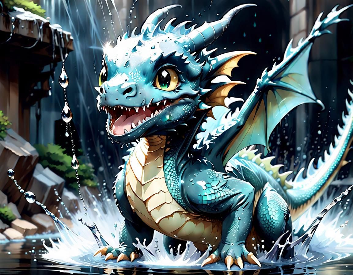 Water Dragon Explosion with Iridescent Scales