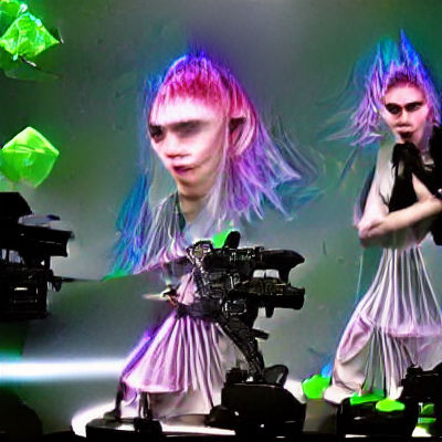 Grimes as Alien Fairy in Flickering Light