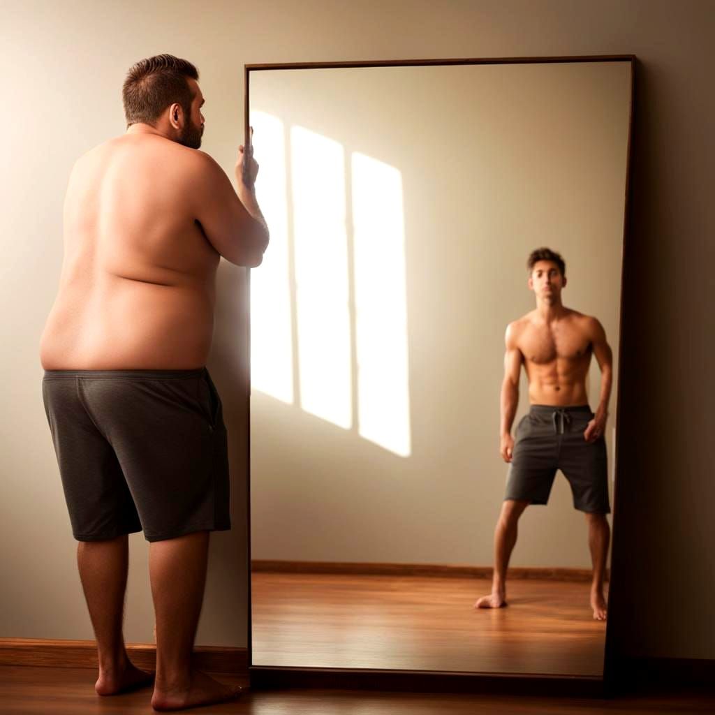 Man's Reflection Reveals Inner Child