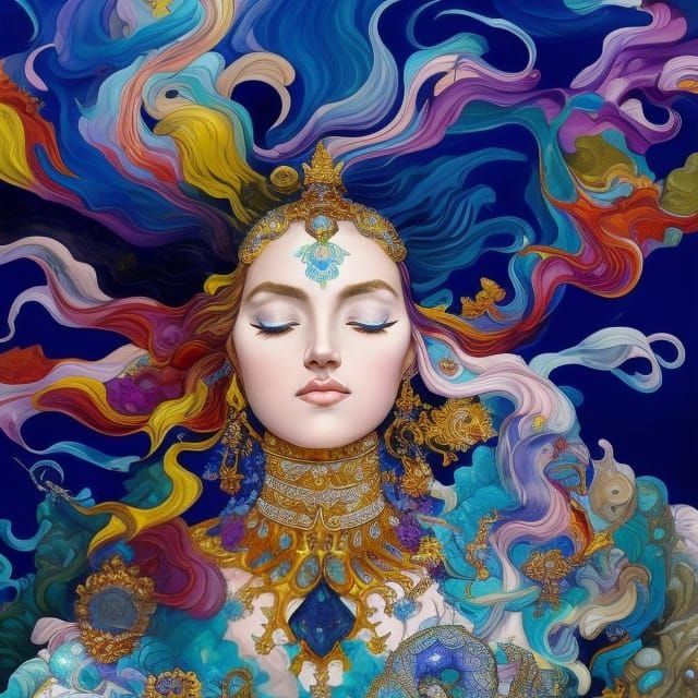 Bejeweled Crown of Fortune as Hyperdetailed Gouache Art