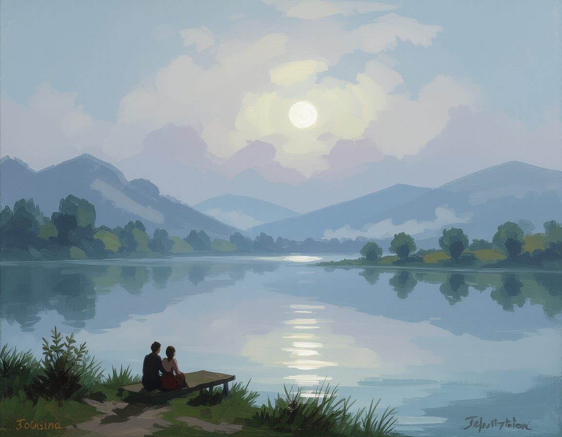 View over the Moonlit Lake