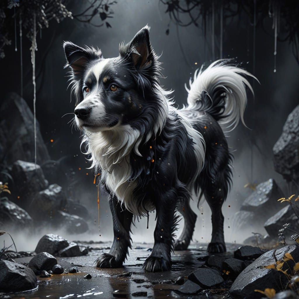 Detailed Matte Painting of a Cute Dog