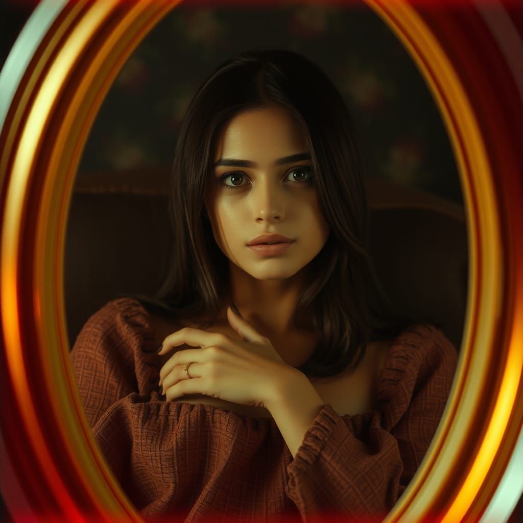 Cinematic Horror: Woman and Mirror Reflection