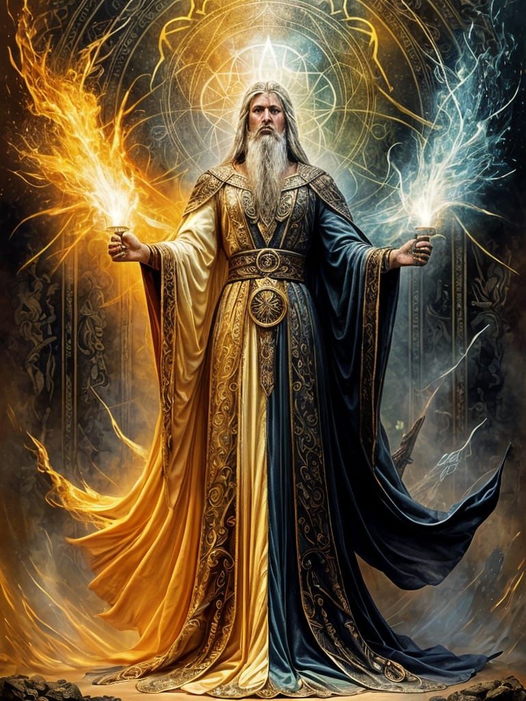 Wizard Split Light Dark Balancing Fiery Mirror