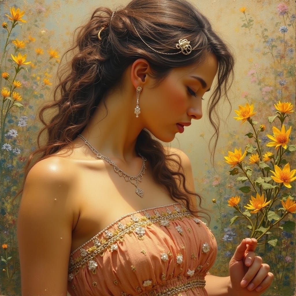 Art Nouveau Woman Portrait in Classical Style