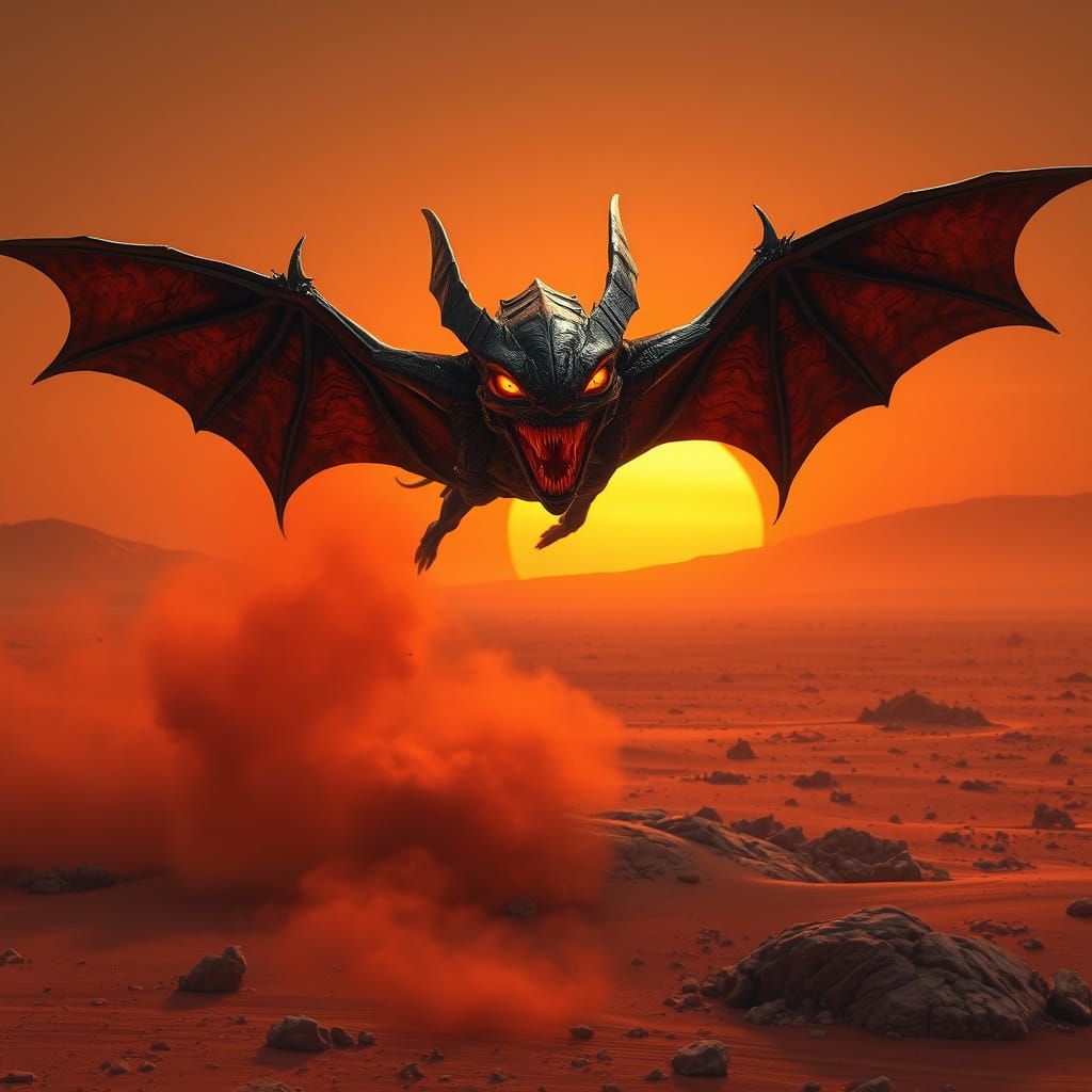 Hyperrealistic Alien Creature on Mars