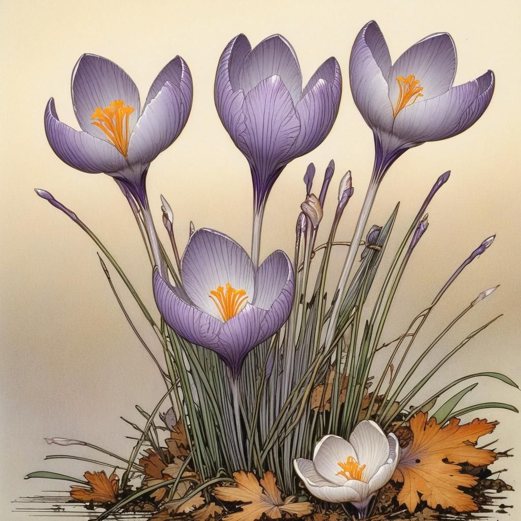 Autumn Crocus Blossom in Fairy Tale Style