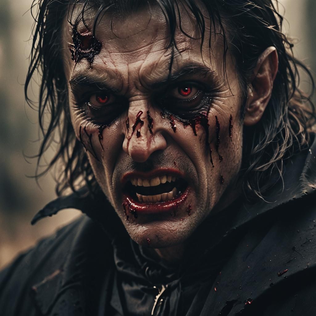 Vampire's First Feeding: Film Noir Macro Shot