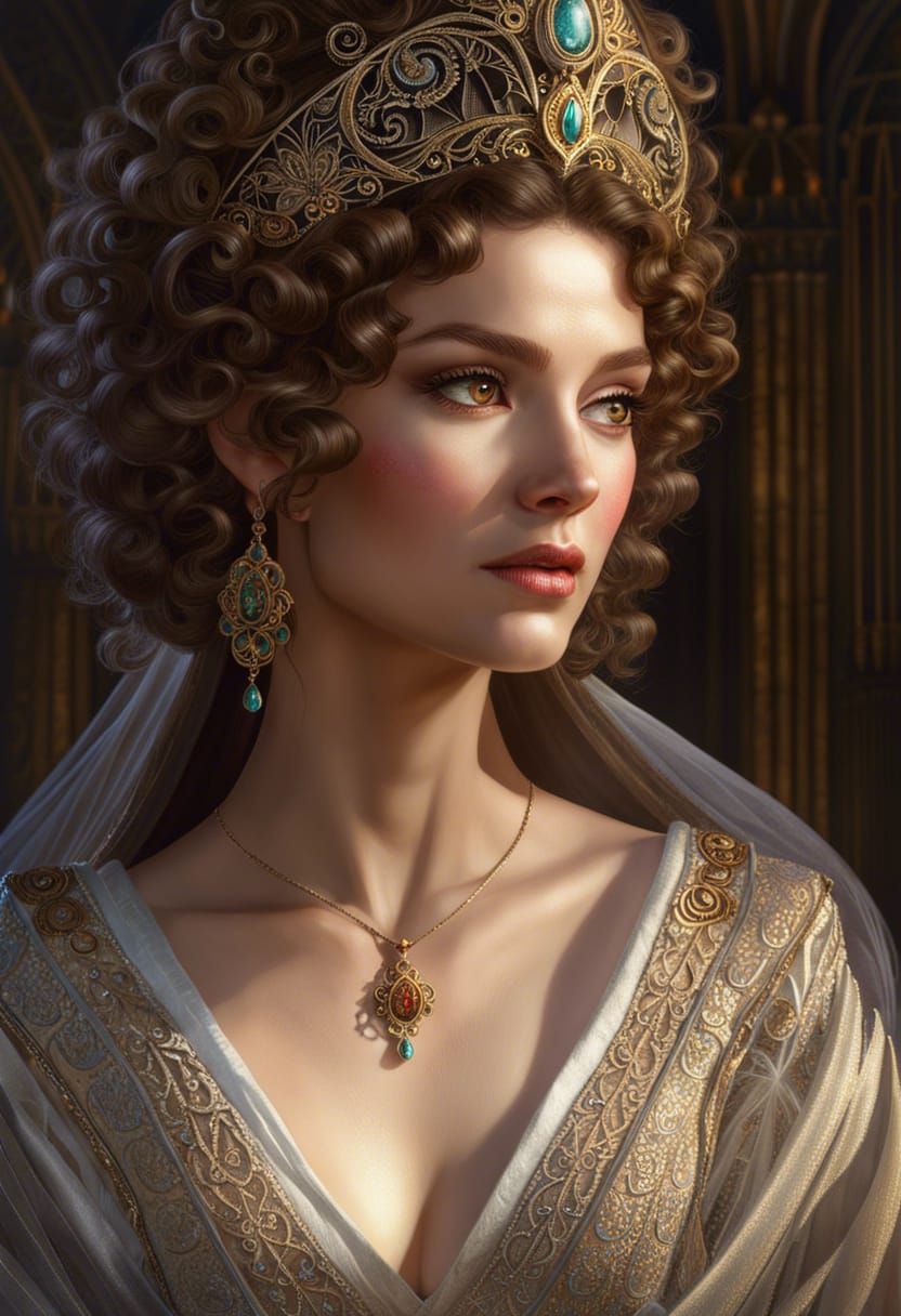 Hyperrealistic Elfin Queen Portrait in Dramatic Lighting