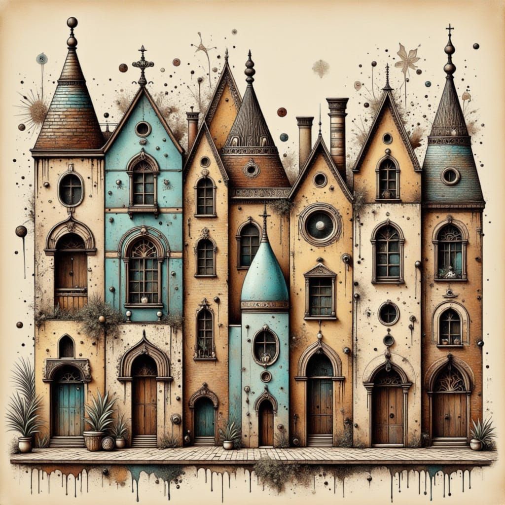 Linear Eclectic Buildings with Egyptian Influence