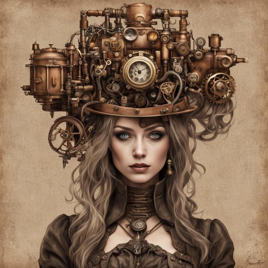 Steampunk Cybernetic Android Woman