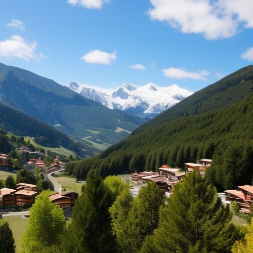 Picturesque Mountain Town in the Pyrenees