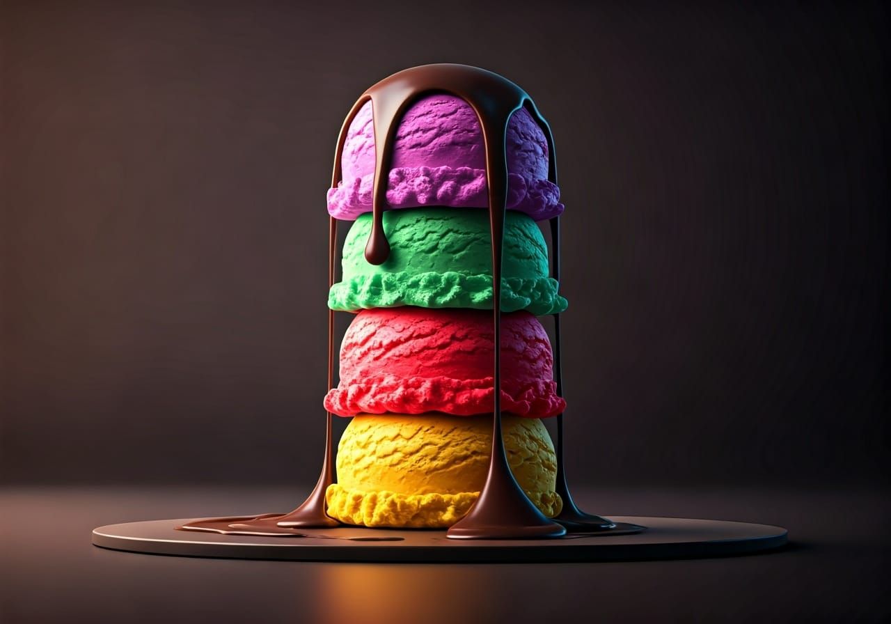 Melting Ice Cream Towers in a Futuristic Style
