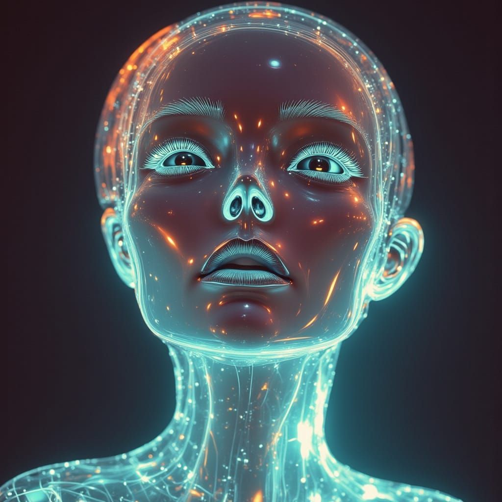 Holographic Woman With Ethereal Glow