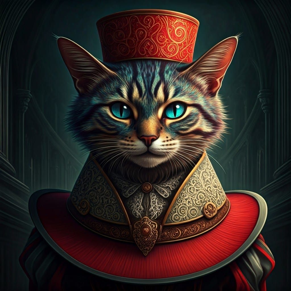 Ethereal Alien Feline in Victorian Attire