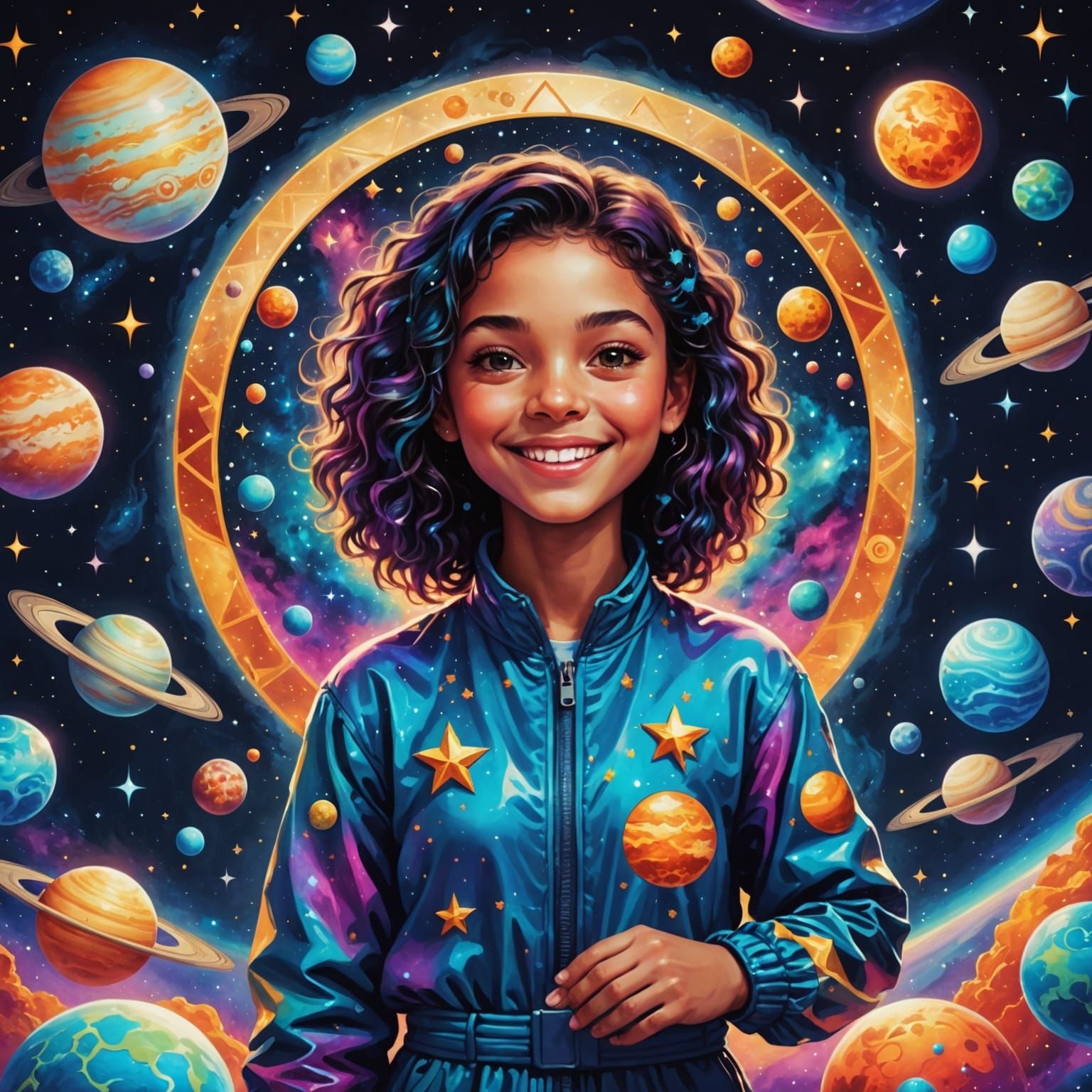 Cosmic Star Smiles in a Vibrant Astral Dreamscape