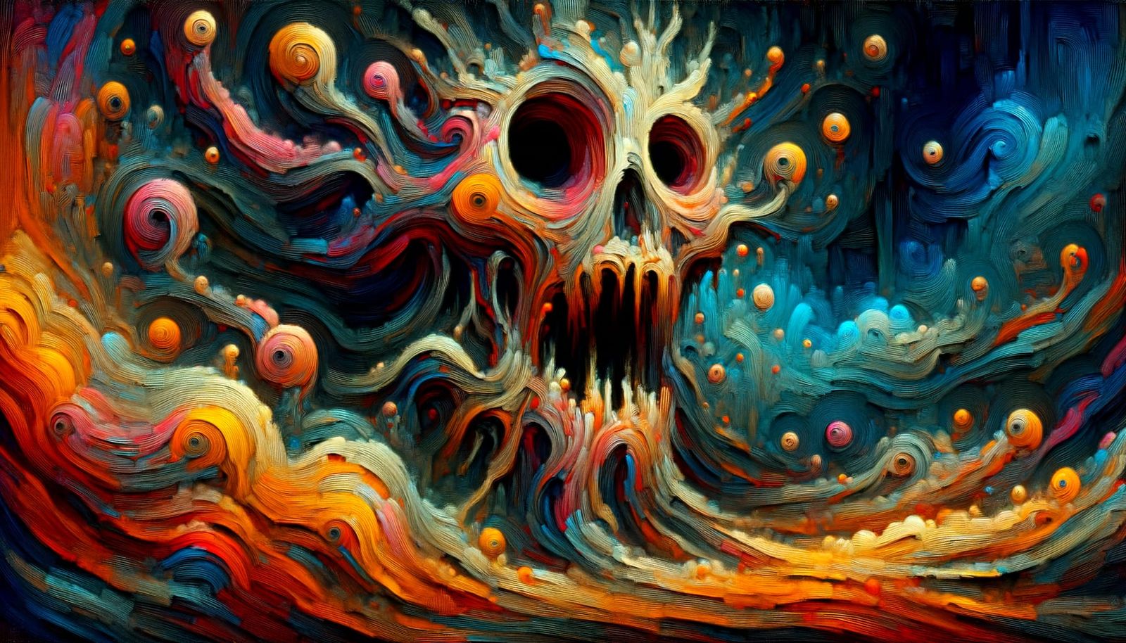 Distorted Oil Painting Nightmare Scene