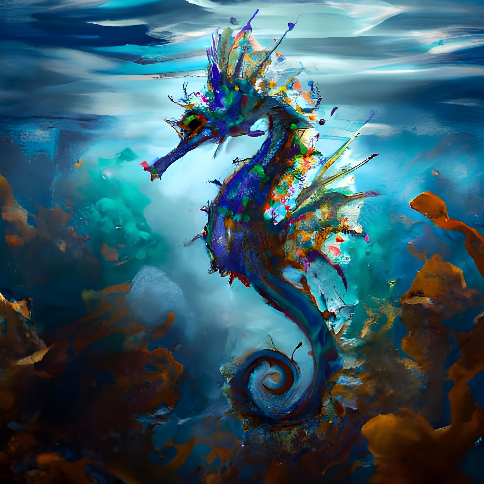 Majestic Dragon Seahorse Under the Sea