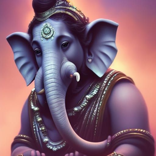 Detailed Ganesha Portrait in Digital Art Style