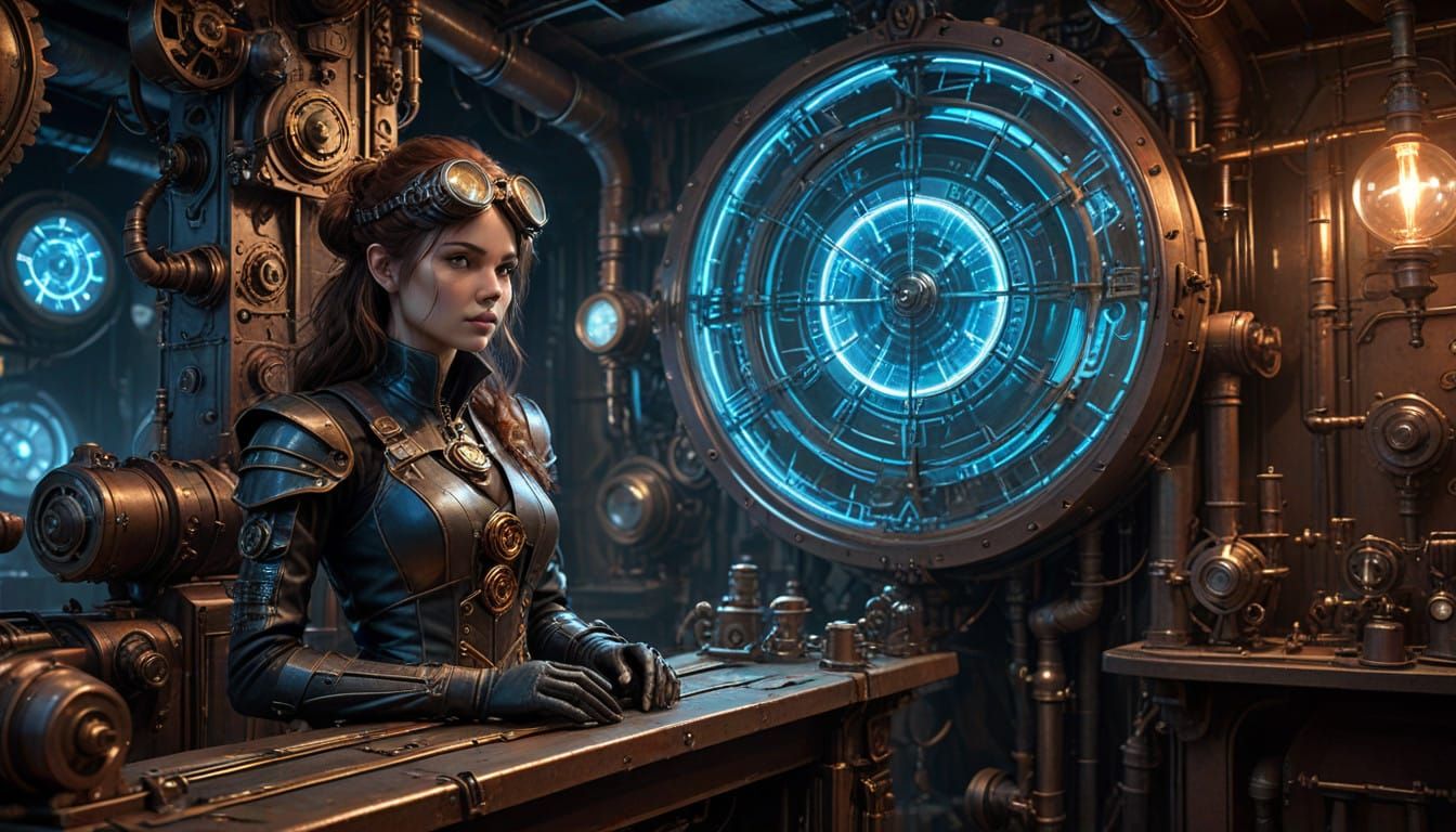 Steampunk Inventor Masterfully Operates Chronal Accelerator