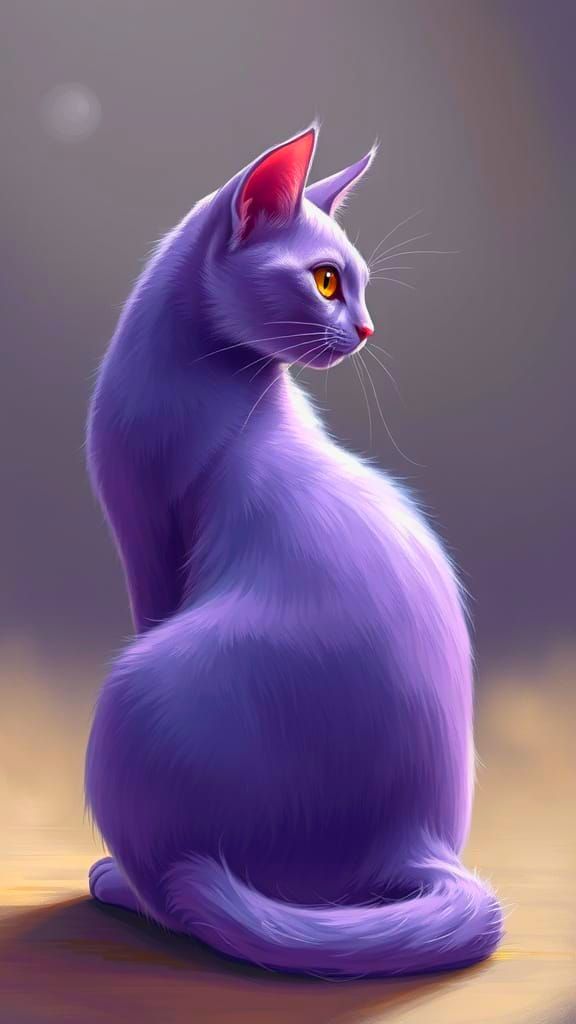 Elegant Lavender Cat Hunting Mouse