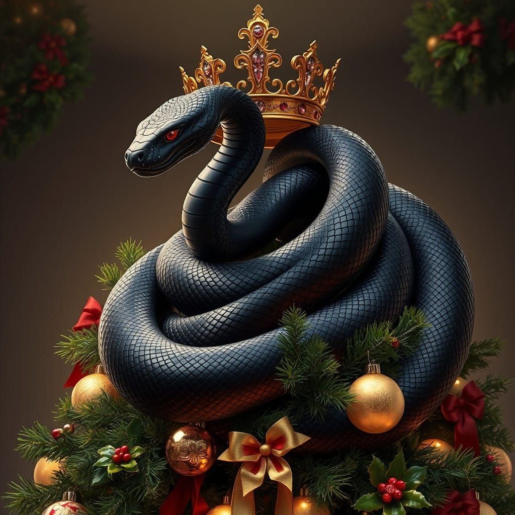 Majestic Snake Reigns within Futuristic Christmas Crown