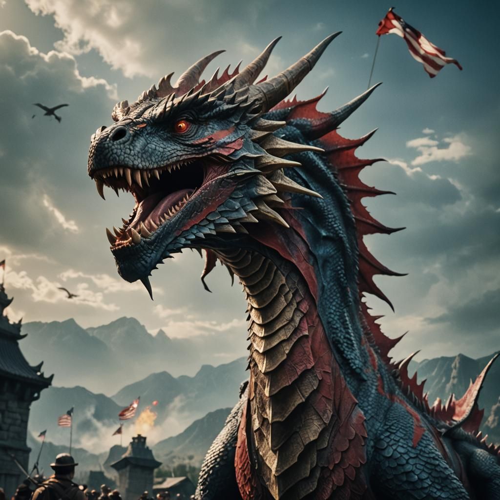 Cinematic Patriotic Dragon Film Still