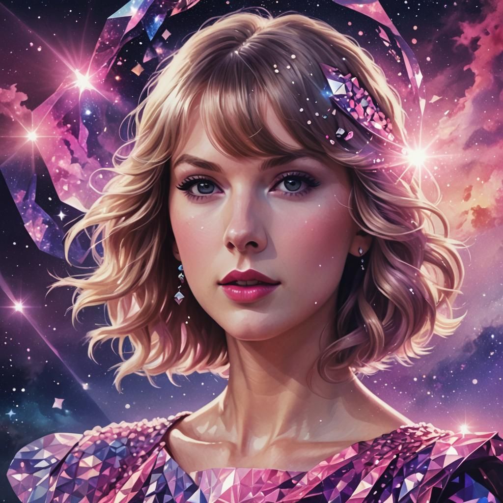 Taylor Swift in Nebula Night Digital Art