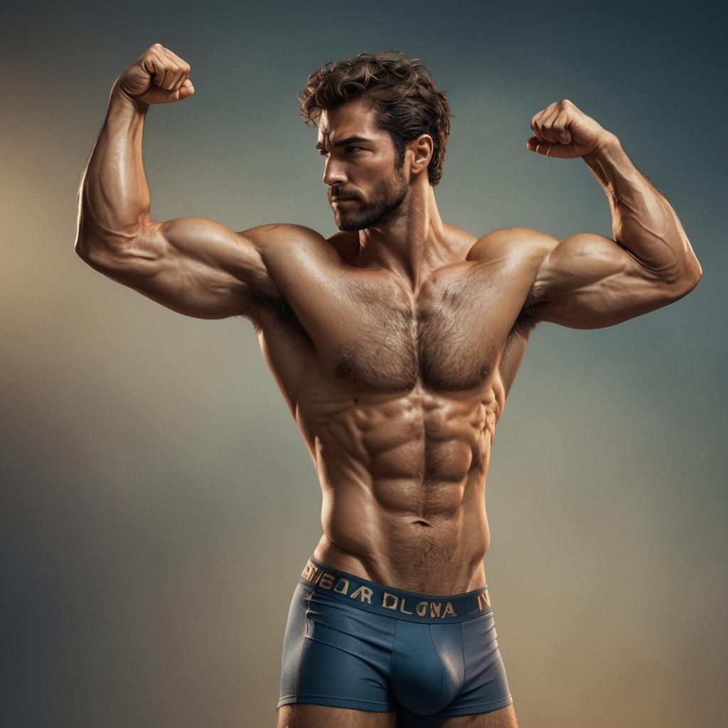 Biceps Flexing: Fantasy Art Nouveau Portrait