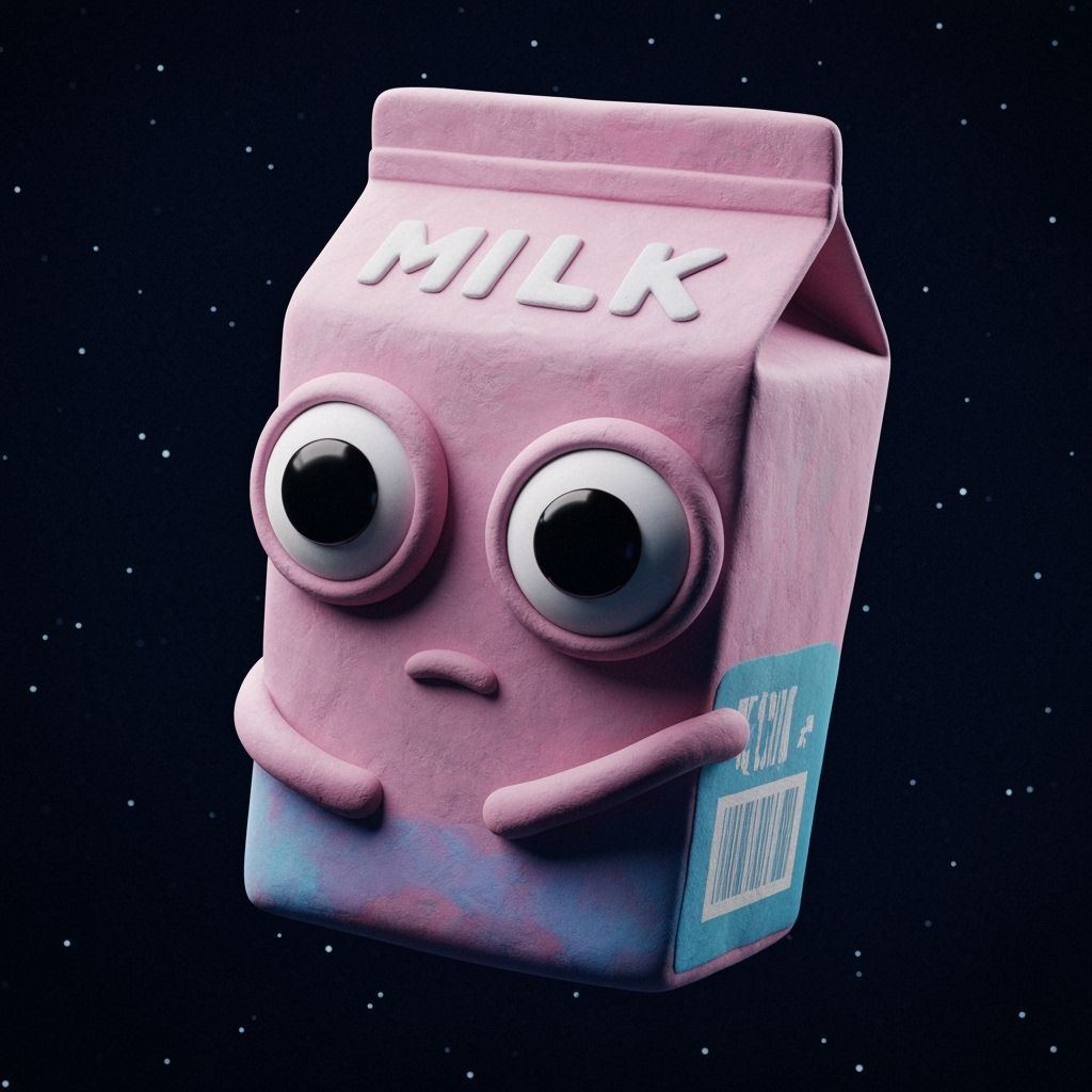 Claymation Milk Carton in Space, Adventure Time Style