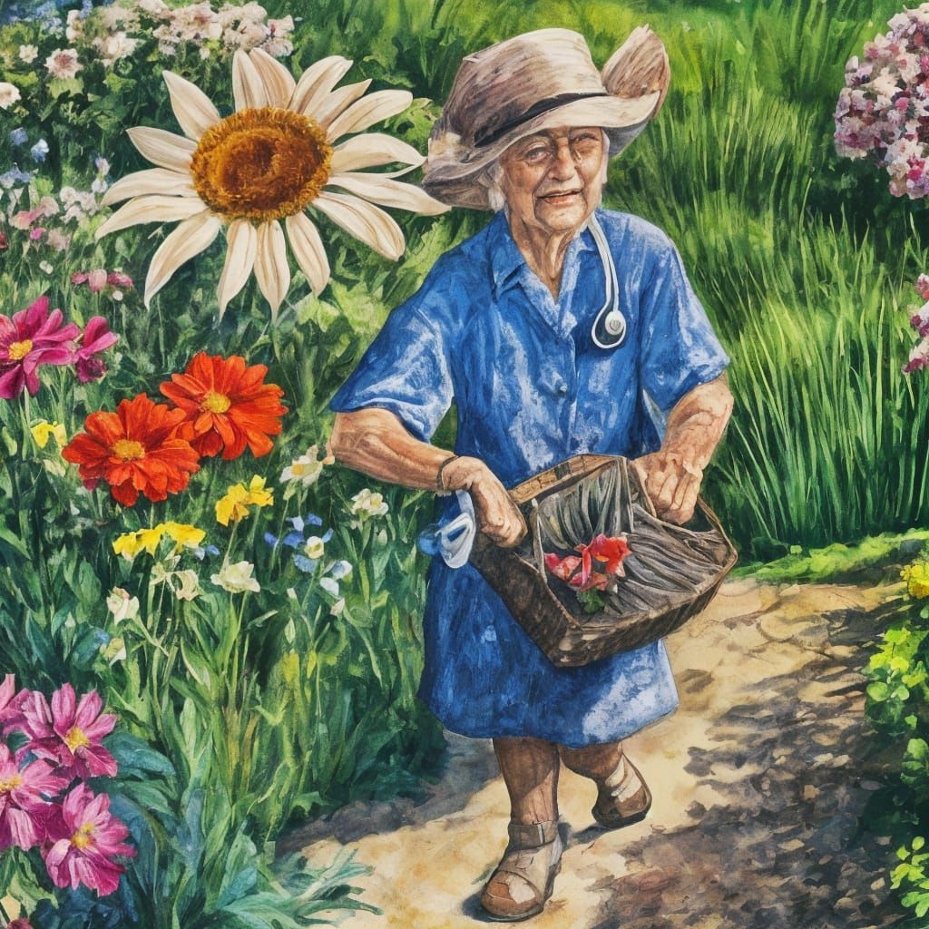 old lady gardener