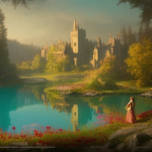 Fairycore Victorian Castle in Spring Sunlight